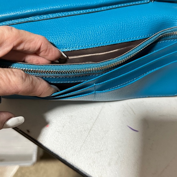 Henri Bendel Blue Wristlet Wallet with lipstick slot - Picture 8 of 10